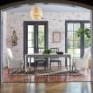 Wooden grey dining table with gracefully curved top
