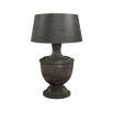 Rustic black finish table lamp with antique wood composition