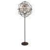 Elegant floor lamp with antique rust finish cage design
