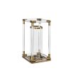 Medium lantern made from hand blown glass with brass accents