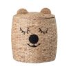 Woodland bear natural kids storage basket with bear ears basket lid