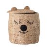 Woodland bear natural kids storage basket with bear ears basket lid