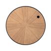 A gorgeous Nordic-inspired round oak coffee table with a removable top