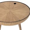 A gorgeous Nordic-inspired round oak coffee table with a removable top