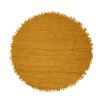 Luxurious circular yellow jute rug with tassels