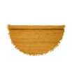 Luxurious circular yellow jute rug with tassels