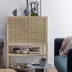 A stunning Scandinavian rattan and pinewood cabinet
