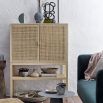 A stunning Scandinavian rattan and pinewood cabinet