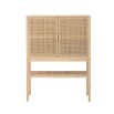 A stunning Scandinavian rattan and pinewood cabinet