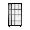 A sophisticated black crittall display cabinet with tempered glass 