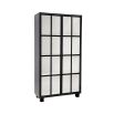 A sophisticated black crittall display cabinet with tempered glass 