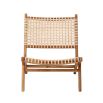 A luxurious teak and rattan lounge chair 