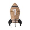 Natural storage basket for kids room in rocket design