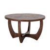 lovely structured coffee table with sloping legs and dark stain