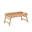 A classically designed tray table with foldable legs in a natural finish