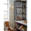Dark green cabinet with glass front doors