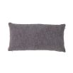 A cosy cushion with rows of thick string on a grey weaved cotton 