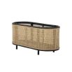 A gorgeous plant box with a woven rattan finish, rounded edges and a beautiful black frame