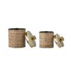 woven jar with brass metal lid