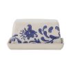 Butter box in elegant blue and white floral pattern