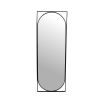 A luxurious capsule-shaped black wall mirror with a rectangular frame