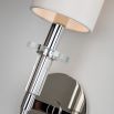 A sophisticated contemporary-style wall sconce in polished nickel with an off white shade