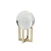 Set of three crystal balls sat atop a sculptural brass base each