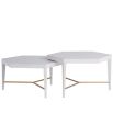 Set of two white nesting tables with brass detail