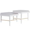 Set of two white nesting tables with brass detail