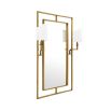 Elegant wall mirror with brass frame and two lampshades