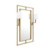 Elegant wall mirror with brass frame and two lampshades