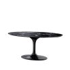 Sleek marble effect dining table with glossy plinth base
