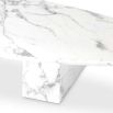 White Faux Marble coffee table in long oval shape