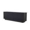 Glamourous ribbed sideboard with four doors in charcoal grey finish