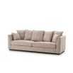 A luxury sofa by Eichholtz with a choice of Avalon White, Boucle Cream or Mademoiselle Beige upholstery, black base and seven cushions