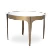 Round side table with brass frame and bevelled glass surface