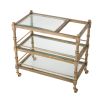 Gorgeously glamorous bar cabinet with three glass shelves for storing luxury barware