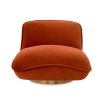 A beautiful upholstered savona orange velvet chair by Eichholtz with a brushed brass base 