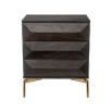 Elegant dark wood bedside table with brass legs