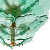 Green glass floral style chandelier with brass ceiling fixture