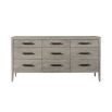 9 drawer chest with grey washed finish and bronze handles