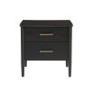 Black bedside chest with brass handles