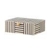 White and black striped trinket box with gold handle