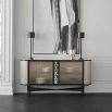 Strikingly modern and elegant sideboard with LED lit interior and ribbed glass doors