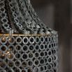 Grey beechwood chandelier with layered hand-carved circular beads 