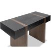 Industrial-inspired desk with two-toned woods