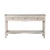 cream finish console table with 3 ribbed drawers