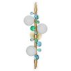 Jewel-toned acrylic and opaque white orbs float on brushed brass stem