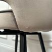 Grey beige velvet bar stools set of 2, with black piping and golden accents
