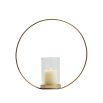 Round frame candle holder in elegant brass finish